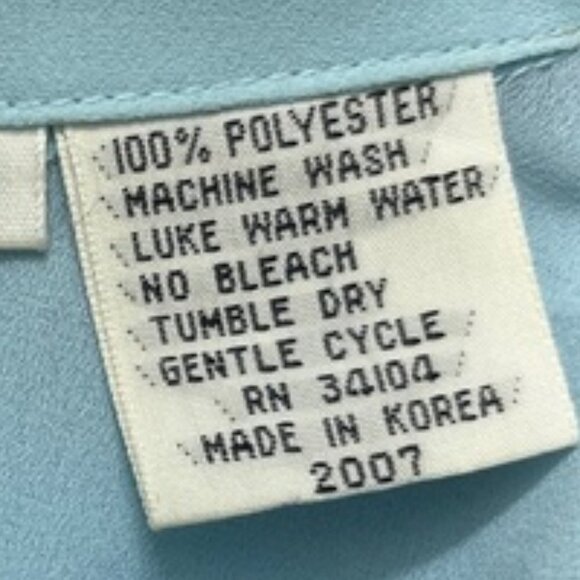 Vintage Ice Blue Sheer Huk-a-poo Button Down Blouse Long sleeves - Picture 9 of 9